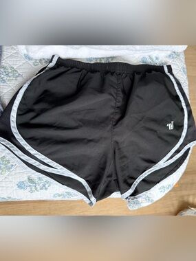 Varsity Black Athletic Shorts with White Trim